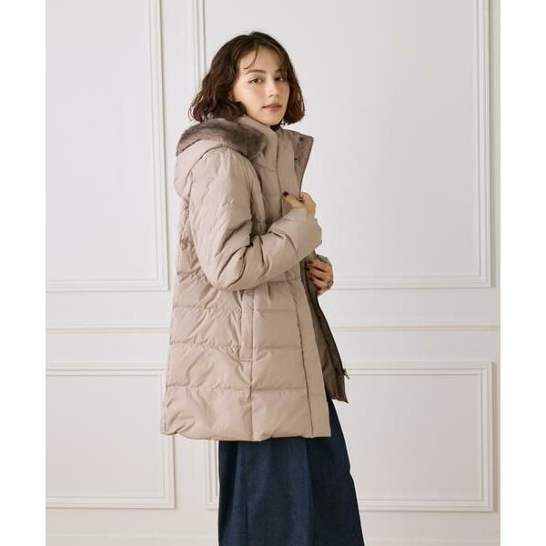 美品】INED イネド ロングダウンコート フェイクファー ベージュ 7号