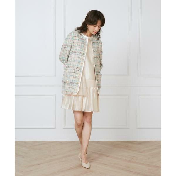 近年美品　LEONARD レオナール　ツイード　ニット　ジャケット レオナール LEONARD ノーカラージャケット ブレザー ツイード ニット