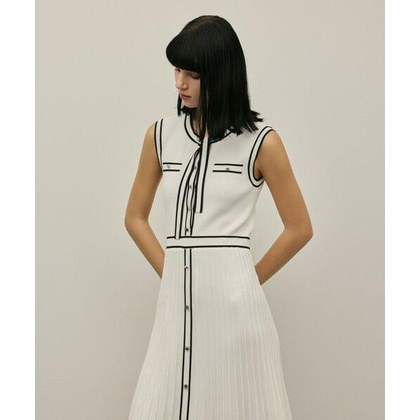 GRACE CONTINENTAL / グレースコンチネンタル バイカラーボウタイニットワンピースの画像
