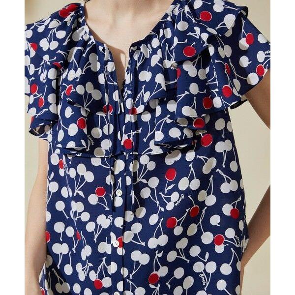 グレースコンチネンタル チェリープリントラッフルノースリーブ | www