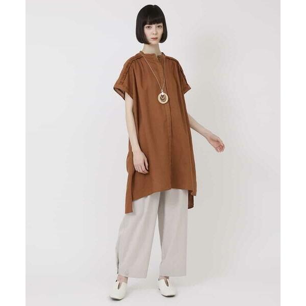 HIROKO BIS / ヒロコビス 麻製品染めロング丈ブラウス /洗える