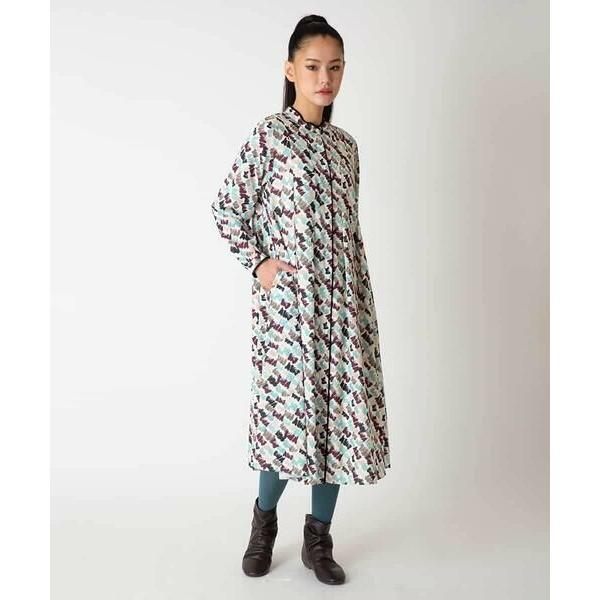 新品・47,300円☆HIROKO BIS/ペイント柄タックフレアワンピース HIROKO BIS / ヒロコビス ペイント柄タックフレアワンピース /洗濯機で