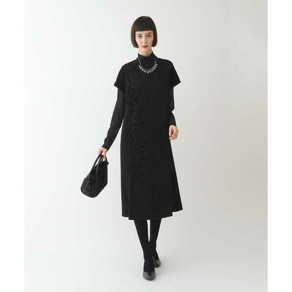 HIROKO BIS / ヒロコビス 【洗える】ベロア刺繍レースIライン半袖