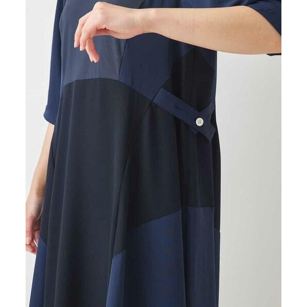HIROKO BIS / ヒロコビス マテリアルMIX切り替えデザインワンピース  