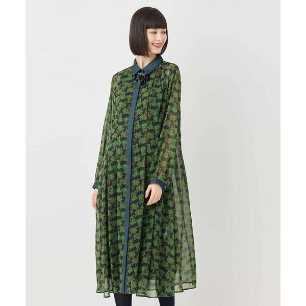 美品✨ ヒロコビス ボタニカルプリント楊柳ワンピース 洗える シアー ロング HIROKO BIS / ヒロコビス ボタニカルプリント楊柳ワンピース /洗える