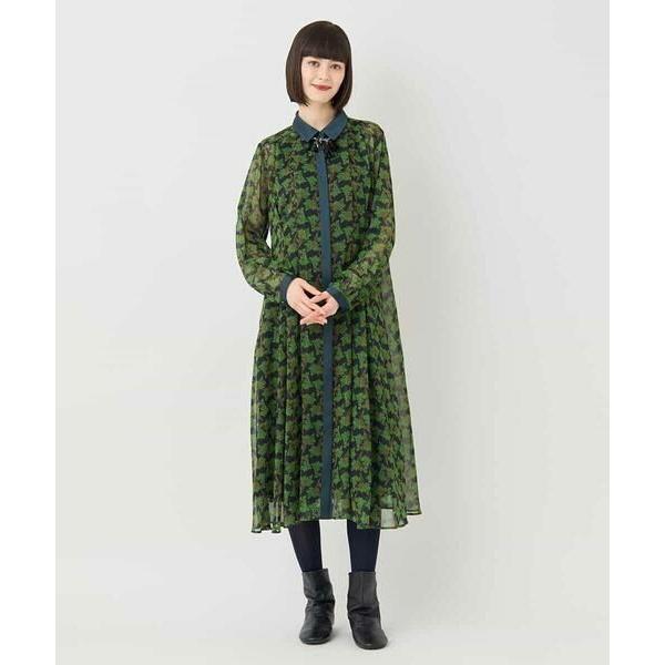 美品✨ ヒロコビス ボタニカルプリント楊柳ワンピース 洗える シアー ロング HIROKO BIS / ヒロコビス ボタニカルプリント楊柳ワンピース /洗える