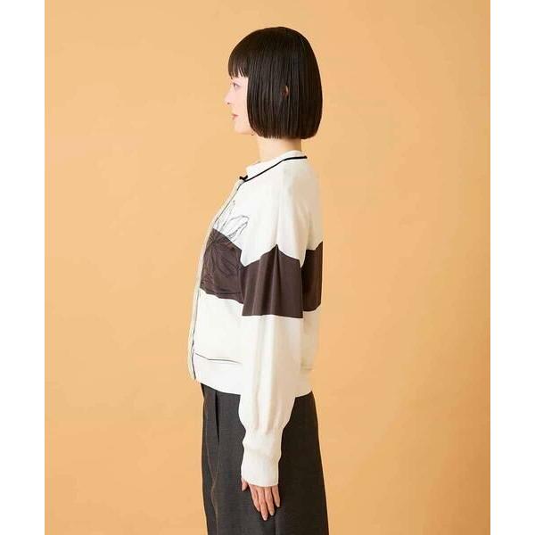 HIROKO BIS / ヒロコビス 花刺繍ブロッキングデザインカーディガンの画像