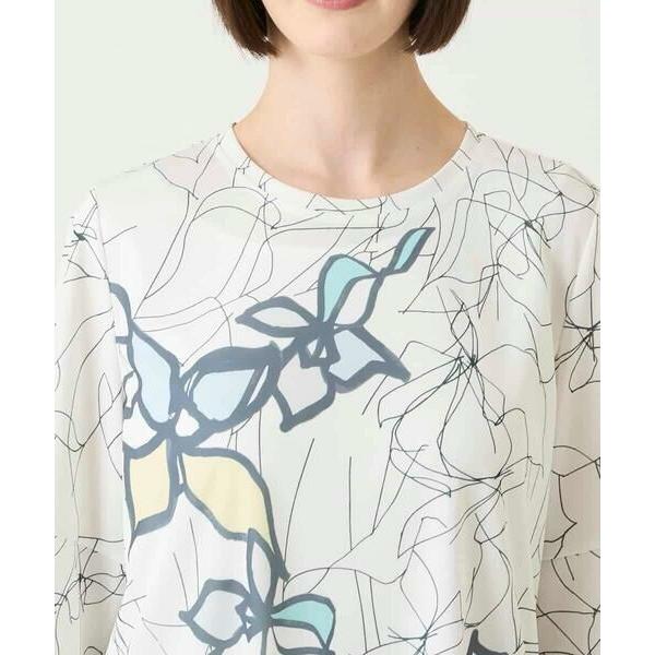 HIROKO BIS / ヒロコビス アートフラワーフレアスリーブカットソー /洗濯機で洗えるの画像