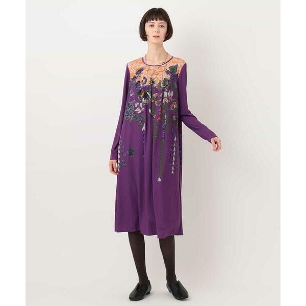 HIROKO BIS / ヒロコビス フラワーモチーフジャージワンピース