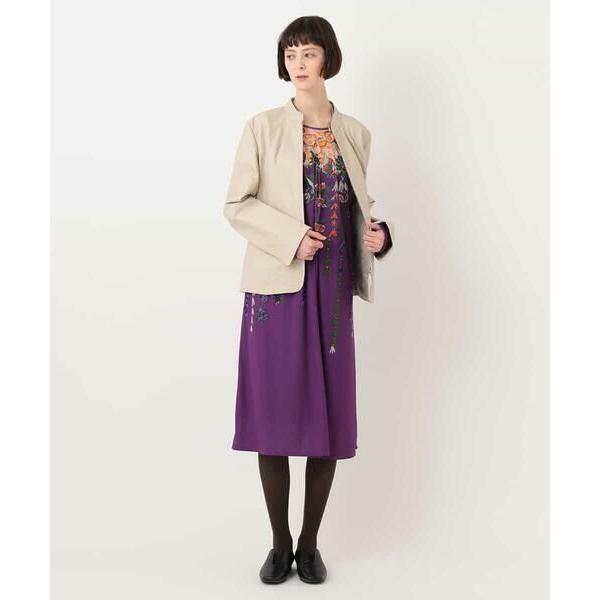 【ヒロコビス】フラワーモチーフジャージワンピース 9　ネイビー　ストレッチ フラワーモチーフジャージワンピース | HIROKO BIS (Women