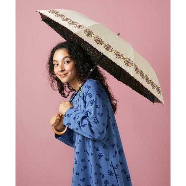 新品JOCOMOMOLA ホコモモラ　刺繍花柄　晴雨兼用長傘　シビラ　遮光UV Jocomomola / ホコモモラ 【晴雨兼用・UVカット】フラワー刺繍