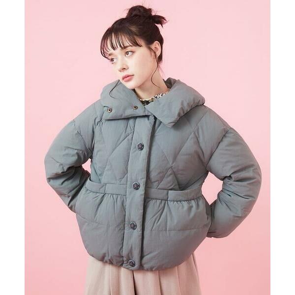 ホコモモラのリバーシブルフード付きダウンジャケット Jocomomola（ホコモモラ） ナイロンワッシャーショートダウン