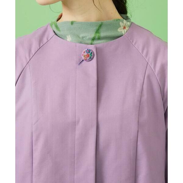 Jocomomola（ホコモモラ） 裏地プリントノーカラーロングコート