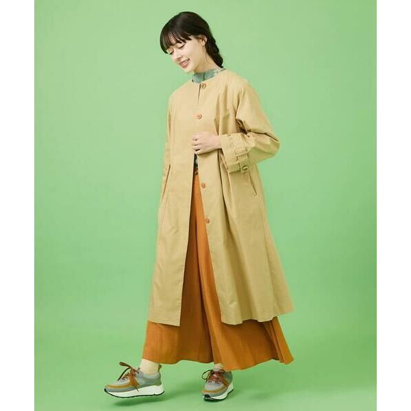 【新品】裏地プリントノーカラーロングコート【ホコモモラ】 裏地プリントノーカラーロングコート(ノーカラーコート) | Jocomomola