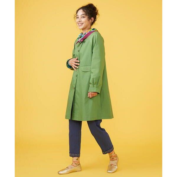 【新品】裏地プリントノーカラーロングコート【ホコモモラ】 裏地プリントノーカラーロングコート(ノーカラーコート