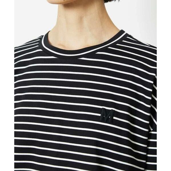 ミッシェルクラン（MICHEL ）/イニシャル刺繍Ｔシャツ(ボーダー柄） MICHEL KLEIN / ミッシェルクラン イニシャル刺繍Tシャツ(ボーダー柄