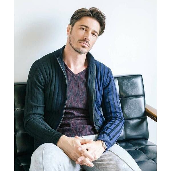 ミッシェルクランオム（MICHEL  HOMME）/グラデーションジップアップニット MICHEL KLEIN HOMME（ミッシェルクラン オム） グラデーションジップ