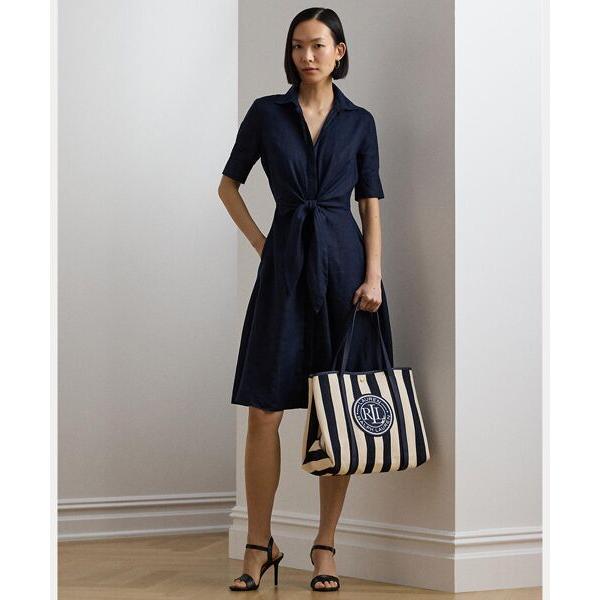 すぐ届く【Lauren Ralph Lauren】Emerieトート ストライプ LAUREN RALPH / ローレン ラルフ ストライプド ヘリンボーン