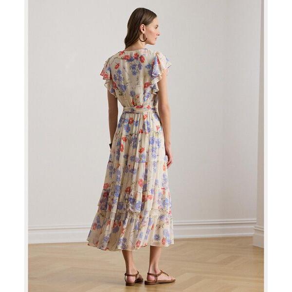 LAUREN RALPH LAUREN / ローレン ラルフ ローレン フローラル ベルテッド ジョーゼット ティアード ドレスの画像