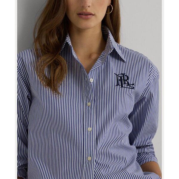 LAUREN RALPH LAUREN / ローレン ラルフ ローレン リラックスド フィット ストライプド ストレッチ コットン シャツの画像