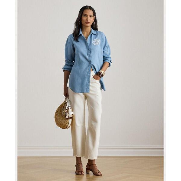 LAUREN RALPH LAUREN / ローレン ラルフ ローレン リラックス フィット アイレットロゴ リネン シャツの画像