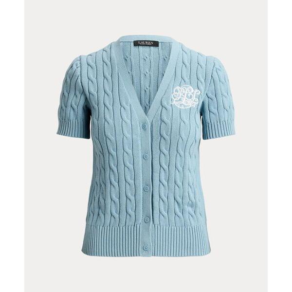 LAUREN RALPH LAUREN / ローレン ラルフ ローレン ケーブルニット コットン ショートスリーブ カーディガンの画像