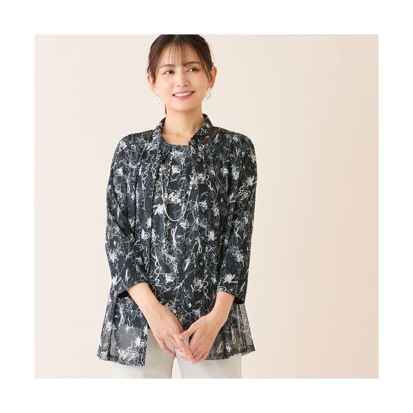 LANVIN en Bleu シャツ チュニック ペイズリー オパールプリント 