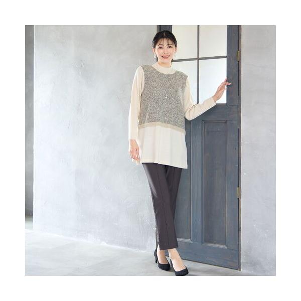 ミゼール（missel）/【快適保温素材・洗える・日本製・3L/4L】ピンタック入り美ラインパンツ MISSEL（ミゼール） 【快適保温素材・洗える・日本製・3L/4L