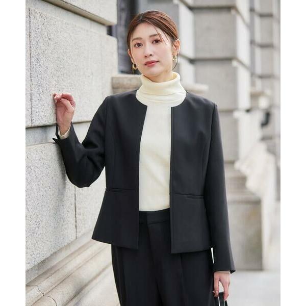 アー・ヴェ・ヴェ（a．v．v）/【洗える/イージーケア/ストレッチ】パウダーツイルキーネックジャケット a.v.v（アー・ヴェ・ヴェ） 【洗える/イージーケア/ストレッチ