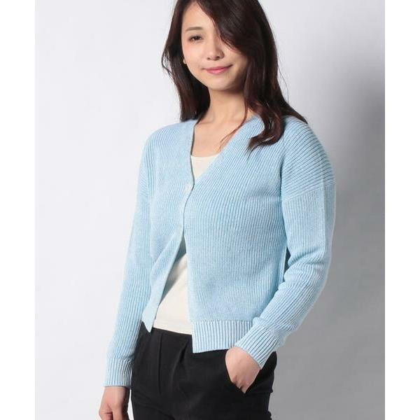 高質 Leilian / レリアン コットン×麻Vネック長袖カーディガン - ideup