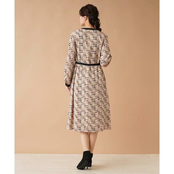 Leilian / レリアン 洗える幾何学柄ミディワンピース  
