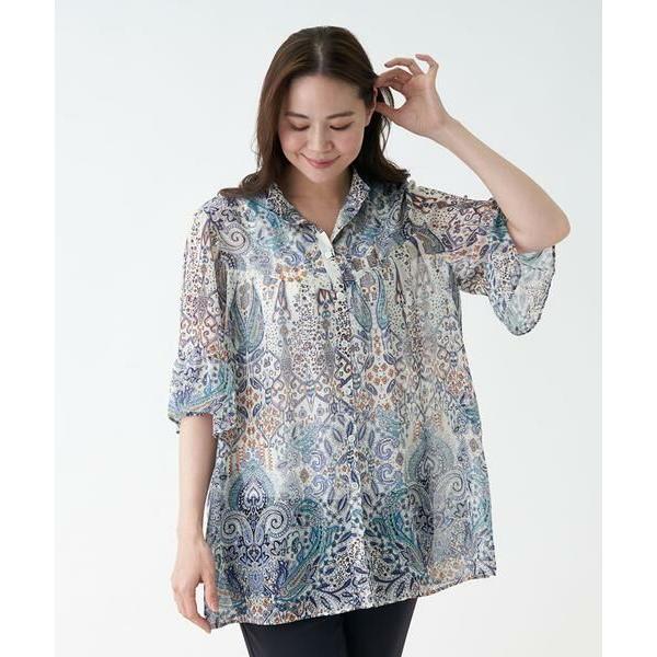 匿名！送料無料！ Leilian PLUS HOUSE / レリアンプラスハウス ペイズリー柄イタリアンカラーブラウス 【AAA8983892993】(32450円)