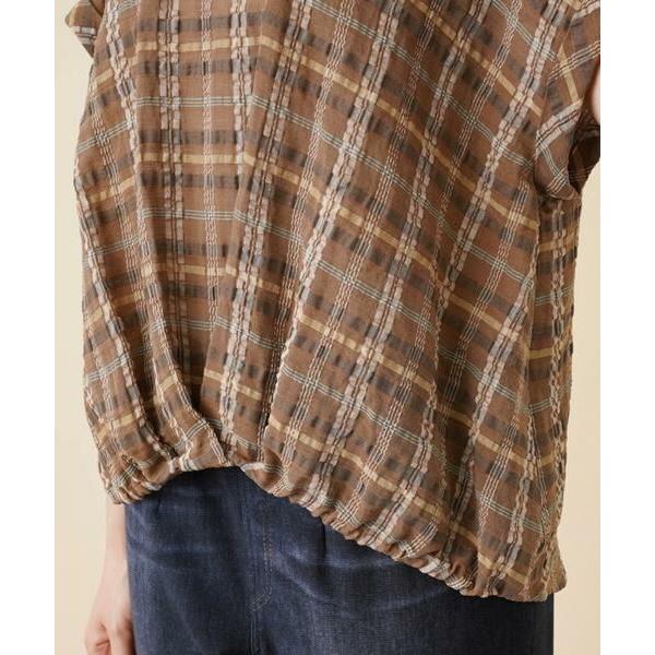 Leilian PLUS HOUSE / レリアンプラスハウス チェッククルーネックブラウス 