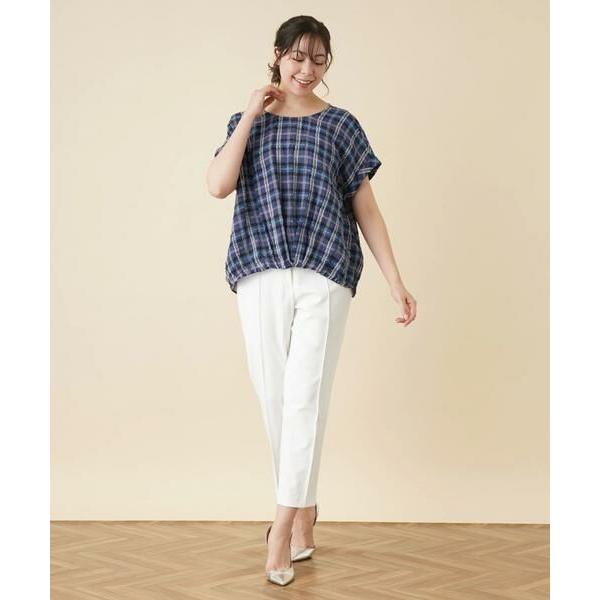 Leilian PLUS HOUSE / レリアンプラスハウス チェッククルーネックブラウス 