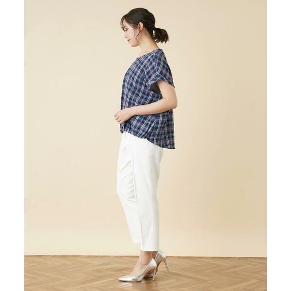 Leilian PLUS HOUSE / レリアンプラスハウス チェッククルーネックブラウス 