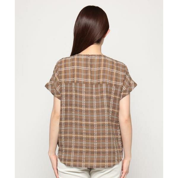 Leilian PLUS HOUSE / レリアンプラスハウス チェッククルーネックブラウス 