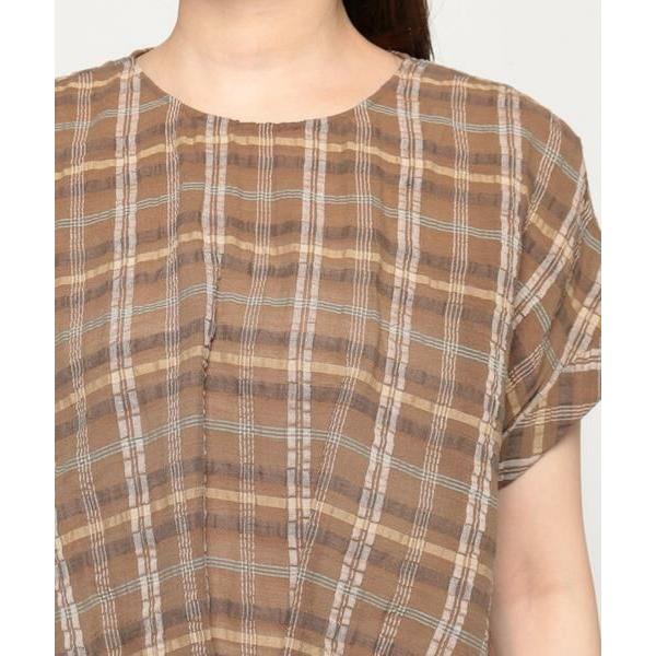 Leilian PLUS HOUSE / レリアンプラスハウス チェッククルーネックブラウス 