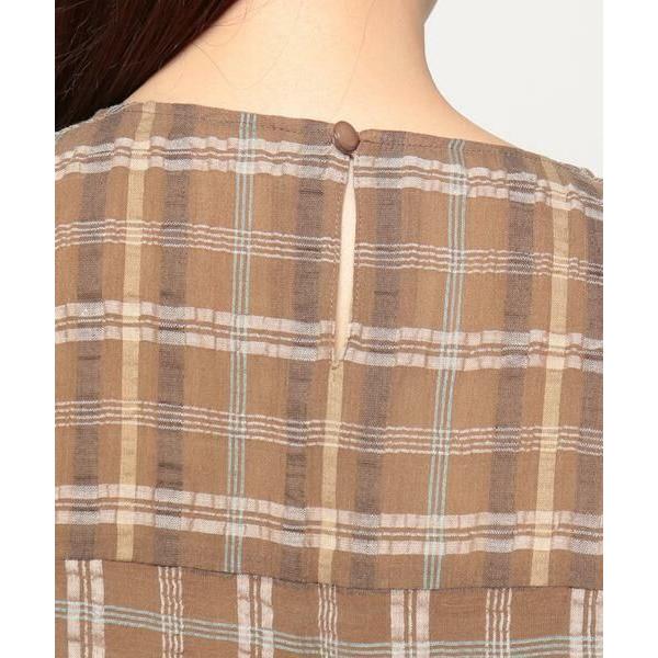 Leilian PLUS HOUSE / レリアンプラスハウス チェッククルーネックブラウス 