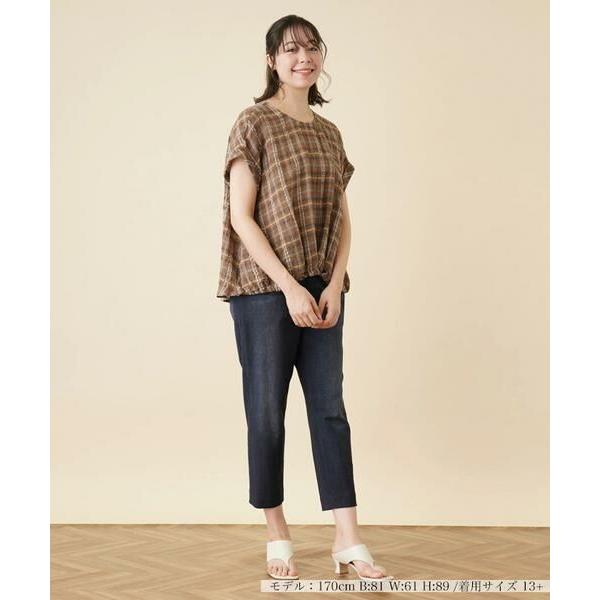 Leilian PLUS HOUSE / レリアンプラスハウス チェッククルーネックブラウス 