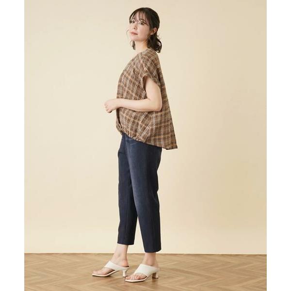 Leilian PLUS HOUSE / レリアンプラスハウス チェッククルーネックブラウス 