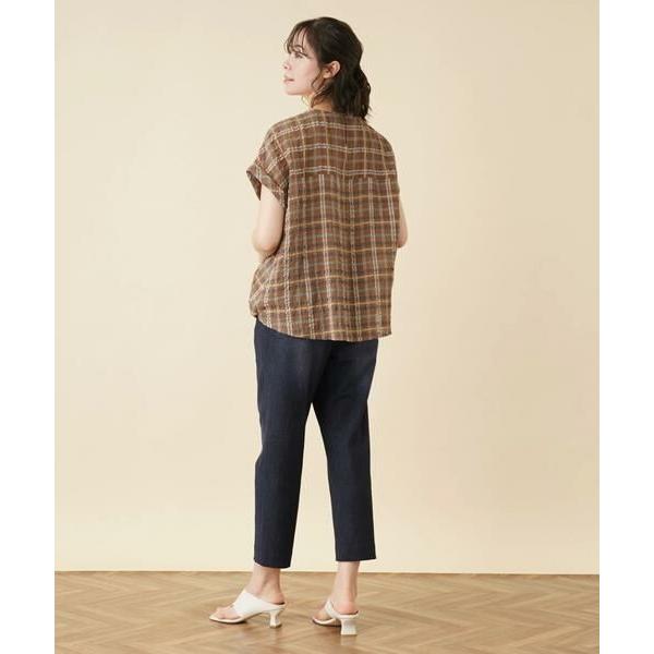 Leilian PLUS HOUSE / レリアンプラスハウス チェッククルーネックブラウス 