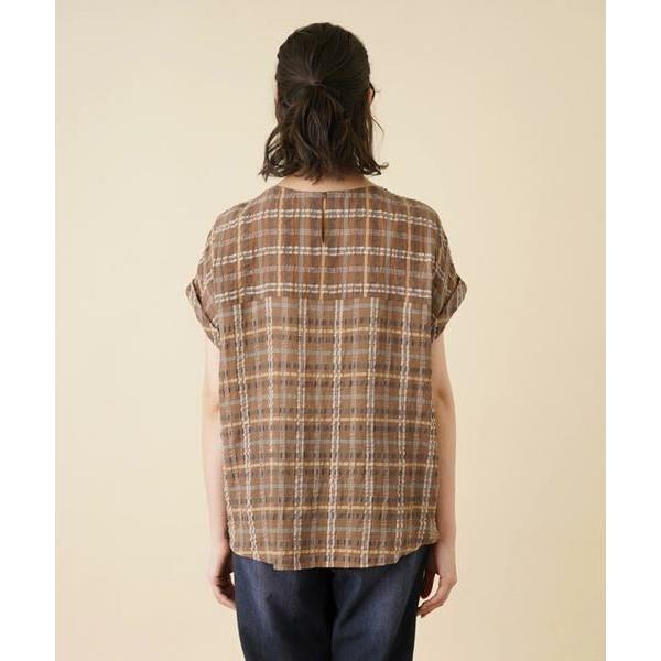 Leilian PLUS HOUSE / レリアンプラスハウス チェッククルーネックブラウス 