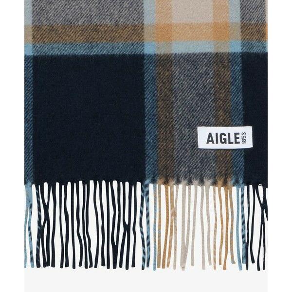 AIGLE（エーグル） 無地 チェック柄 ウールマフラー / フリンジ