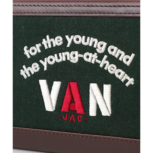 VAN JAC ヴァンヂャケット ラウンド ロングウォレット/長財布 緑✕茶