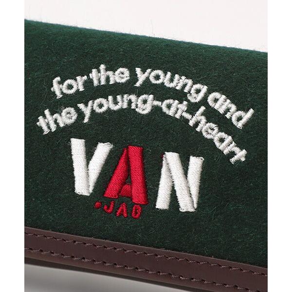 VAN JAC ヴァンヂャケット 牛革×メルトン アーチロゴ刺繍 メガネケース