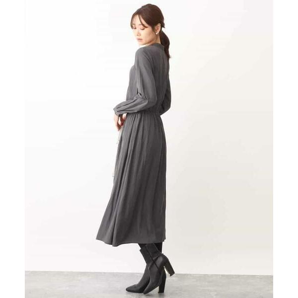 オフオン（OFUON）/パウダーサテンボウタイ風デザインワンピース/洗える OFUON（オフオン） パウダーサテンボウタイ風デザインワンピース