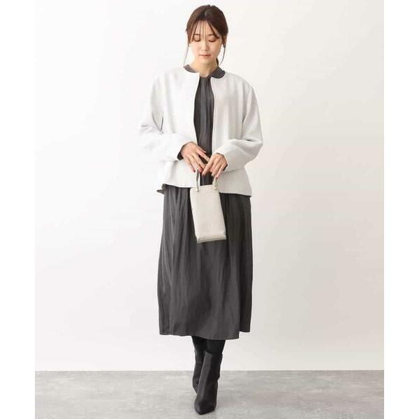 OFUON（オフオン） パウダーサテンボウタイ風デザインワンピース