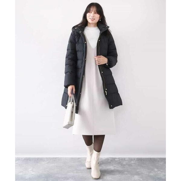 女優襟、ofuonの、ベルト付きのロング丈ダウンコート、Мサイズ。 OFUON le MK（オフオン ル エムケー） OFUON / オフオン ベルト付き