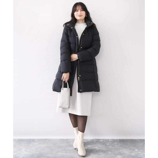女優襟、ofuonの、ベルト付きのロング丈ダウンコート、Мサイズ。 OFUON le MK（オフオン ル エムケー） OFUON / オフオン ベルト付き