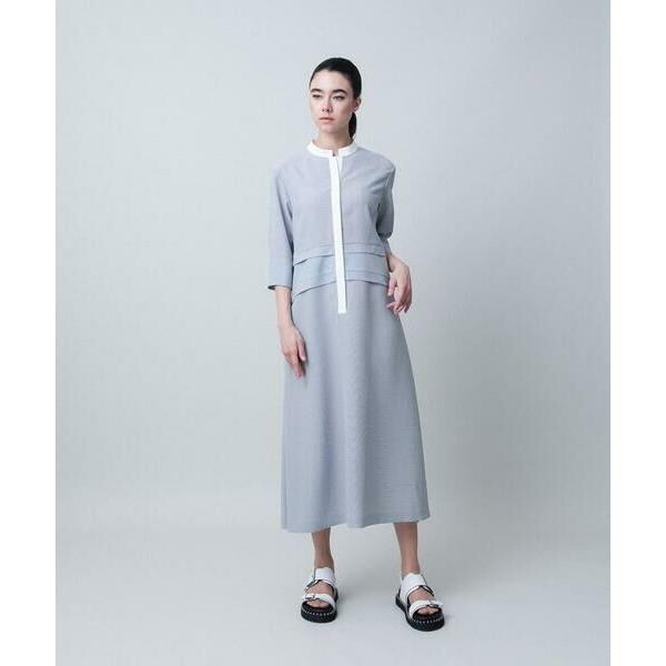 HIROKO KOSHINO / ヒロココシノ 切り替えデザインストライプワンピース /日本製の画像